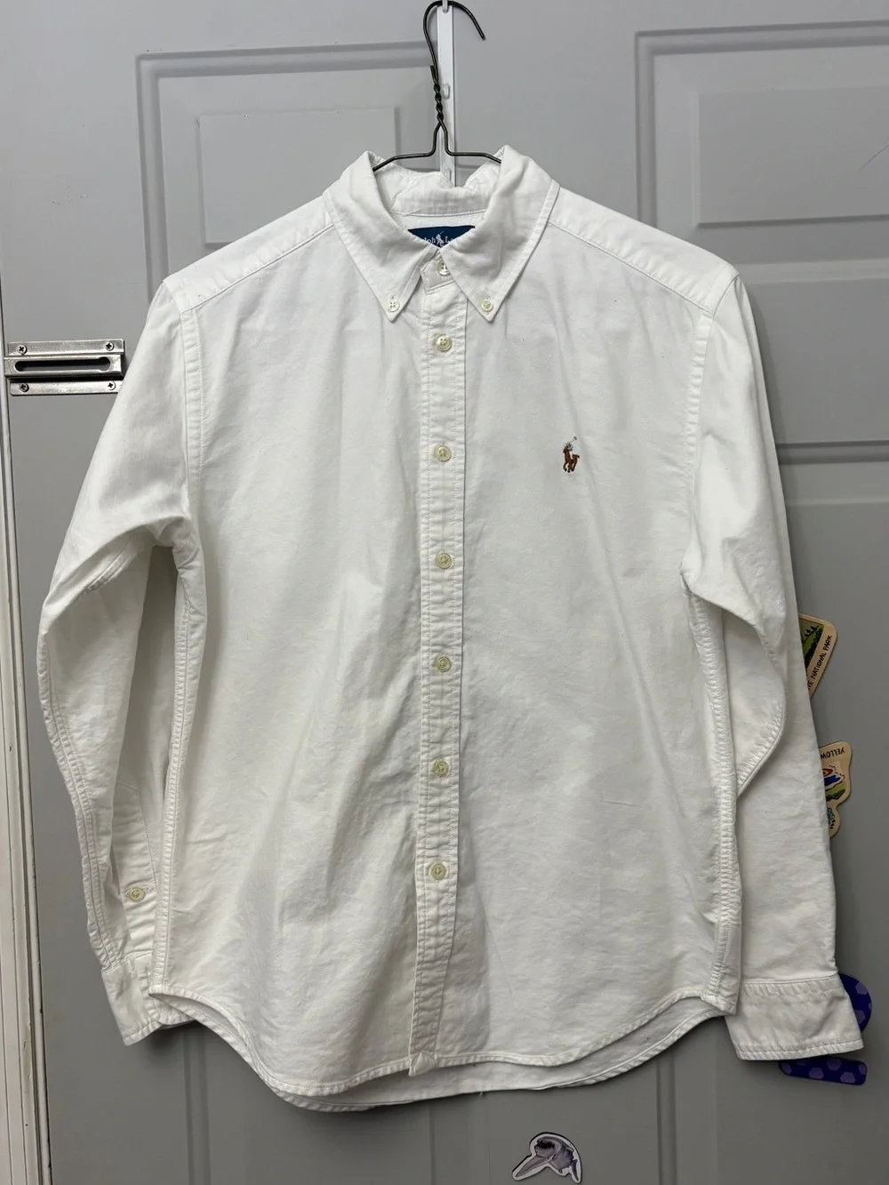Ralph Lauren Men's White Button-Down Oxford Shirt with Embroidered Pony